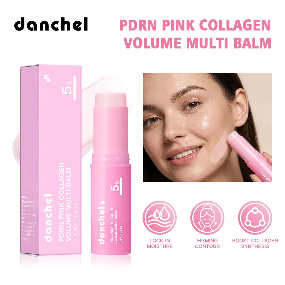 PDRN Pink Collagen Volume Multi Balm Deep Hydration Moisturization Brighten Skin Plump Smooth Radiant Portable Collagen Stick
